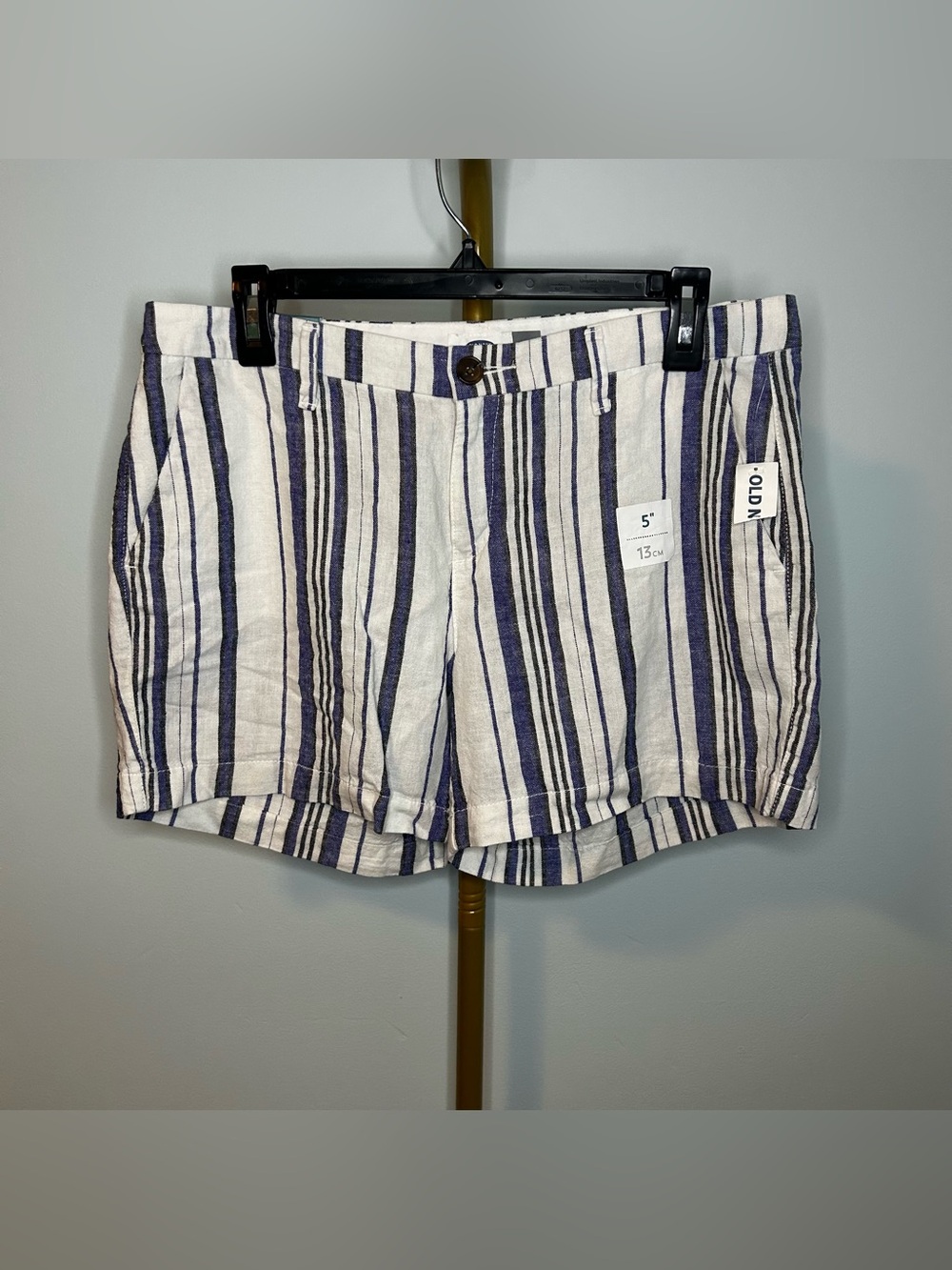 NWT Old Navy White & Blue Stripe Linen Blend Shorts Size 8
